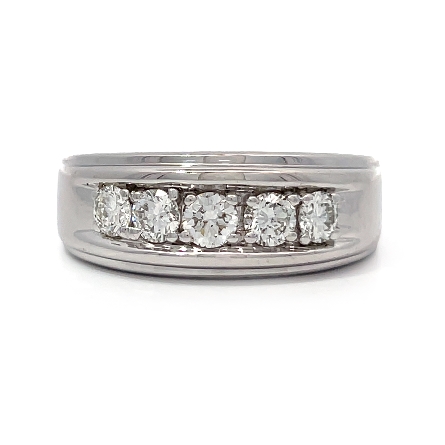 /home/earthtreasures/catalog.shopearthtreasures.com/imagedumplarge/EARTH_U1-106103.jpg 14K White Gold Estate Prong Set 5Stone Band w/D...