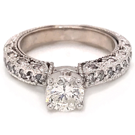 14K White Gold Estate Milgrain Engagement Ring ...