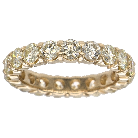 14K Yellow Gold Estate Shared Prong Eternity Band w/19Diams=3.29ctw VS-SI L-M Size 7
