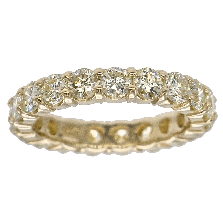 14K Yellow Gold Estate Shared Prong Eternity Band w/19Diams=3.20ctw VS-SI L-M Size 7