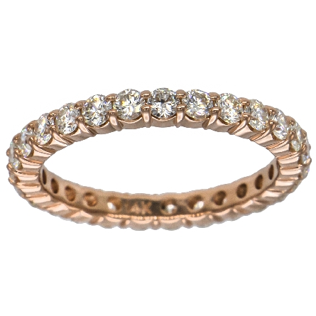 14K Rose Gold Estate Shared Prong Eternity Band w/27Diams=1.36ctw SI J Size 7