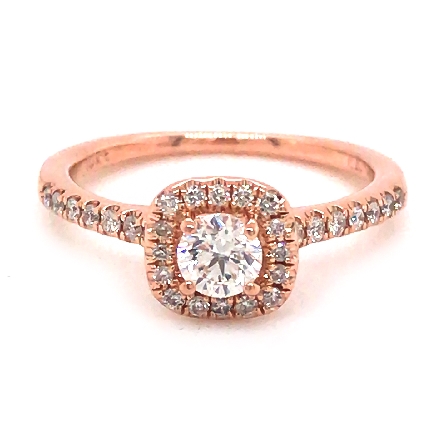 10K Rose Gold Estate Cushion Halo Engagement Ring Size4.5 w/Diams=.45apx SI H-I 1.2dwt