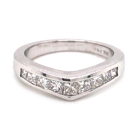 14K White Gold Estate Size3.75 Channel Curved B...