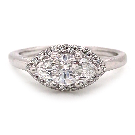 14K White Gold Estate East-West Halo Marquise S...