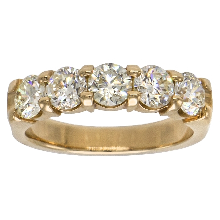 14K Yellow Gold Estate Shared Prong Band w/5Dia...