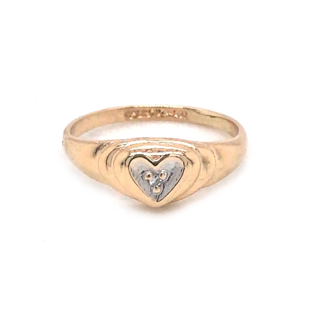 10K Yellow Gold Estate Heart Ring w/1 Diamond S...