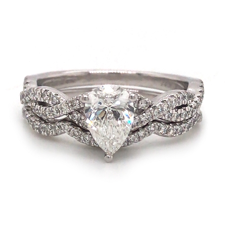 14K White Gold Estate Twist Engagement Ring and...