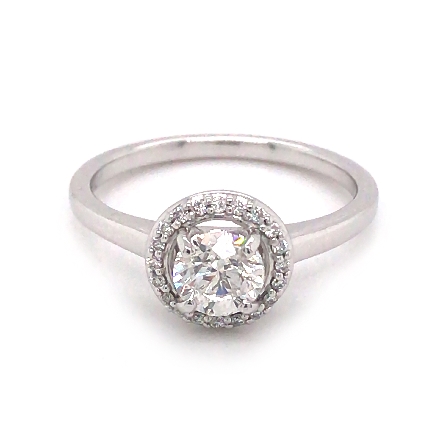 14K White Gold Estate Halo Engagement Ring w/1Diam=.70ct SI2-I1 I and 20Diams=.08ctw Size 6.75