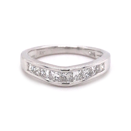 14K White Gold Estate Curved Channel Band w/Dia...