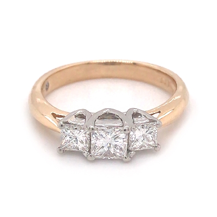 14K Yellow Gold and Platinum Estate 3 Stone Eng...