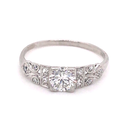 Platinum Estate Antique Style Engagement Ring w...