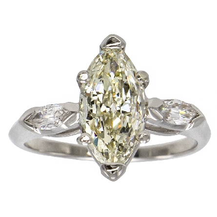 Platinum Estate Engagement Ring w/Marquise-Shap...