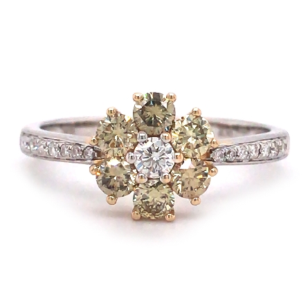 14K White and Yellow Gold Estate Flower Ring w/...