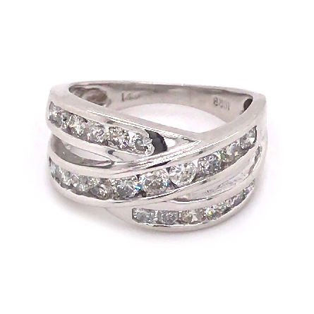 14K White Gold Estate Crossover Channel Band w/...