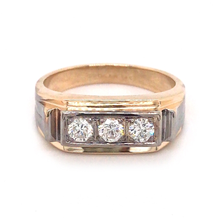 14K Yellow and White Gold Estate Mens Ring w/3 ...