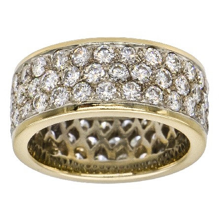 18K Yellow and White Gold Estate 3-Row Pave Cig...