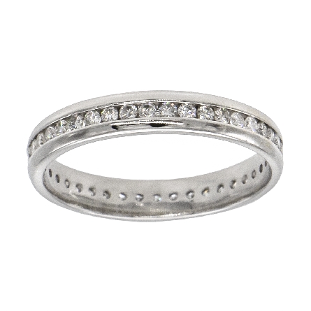 14K White Gold Estate Channel Eternity Band w/D...