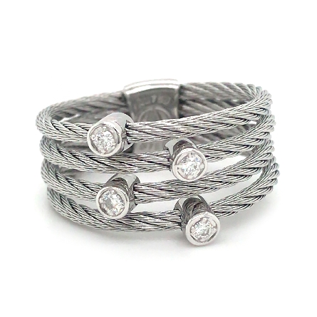Stainless Steel and 18K White Gold Estate Cable...