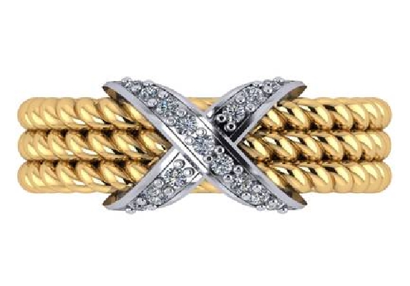 14K Yellow and White Gold Estate 3Row Rope X Ce...