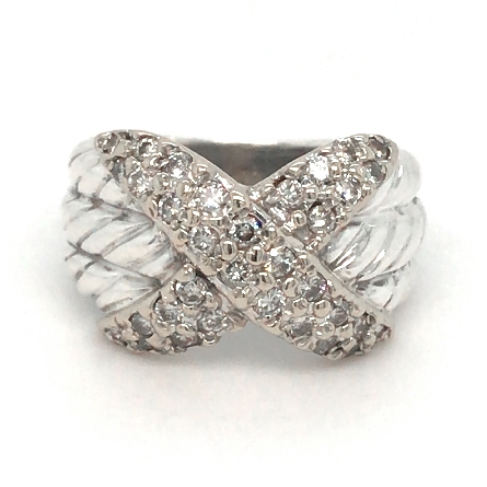 Sterling Silver and 18K White Gold Estate David...