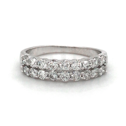 14K White Gold Estate Double Row Shared Prong B...