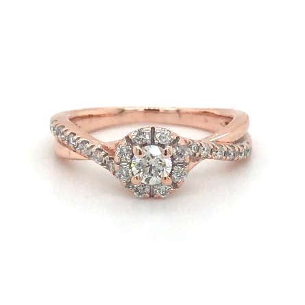 10K Rose Gold Estate Halo Twist Engagement Ring...
