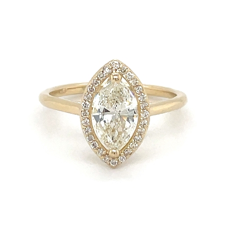 14K Yellow Gold Estate Halo Ring w/Marquise Dia...