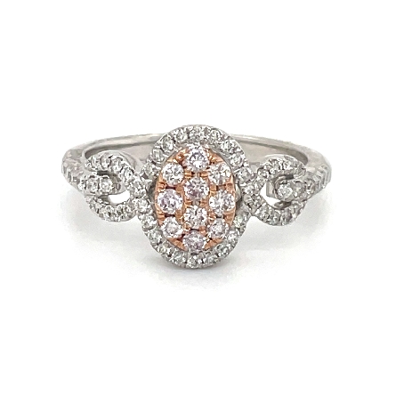 14K White and Rose Gold Estate Oval Cluster Rin...