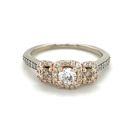 14K White and Rose Gold Estate Cluster Halo 3St...