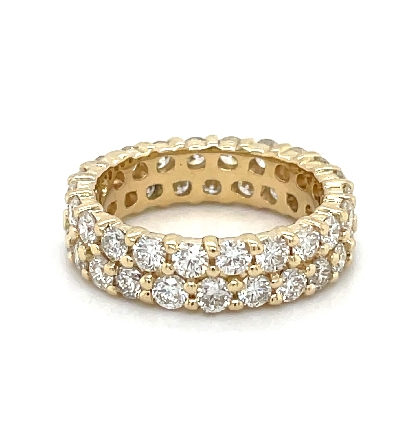 14K Yellow Gold Estate Double Row Shared Prong ...