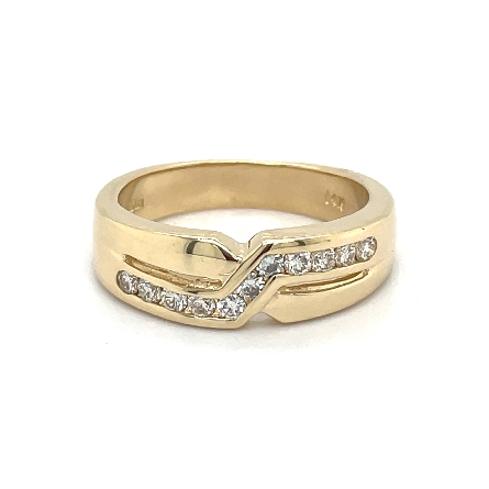 14K Yellow Gold Estate Mens Crossover Band w/11...