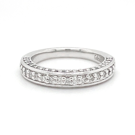 14K White Gold Estate 3-Sided Pave Band w/59Dia...