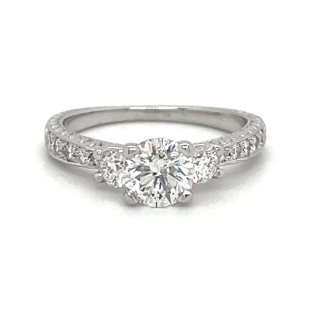 Platinum Estate 3Stone Engagement Ring w/1Diam=...