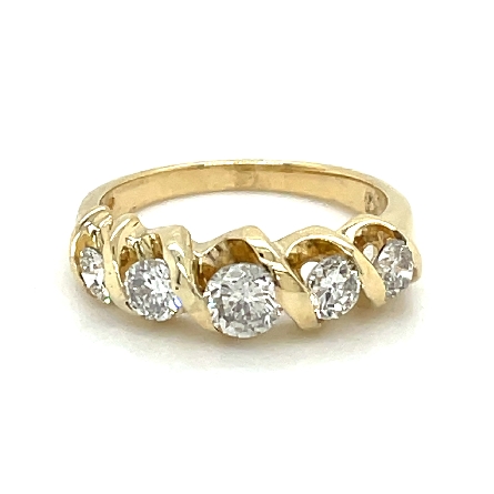 14K Yellow Gold Estate Vertical Channel Band Si...