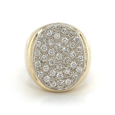14K Yellow Gold Estate Oval Cluster Gents Ring ...