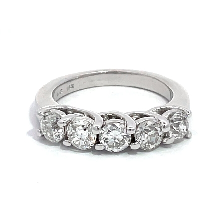 14K White Gold Estate Shared Prong Band w/5Old ...