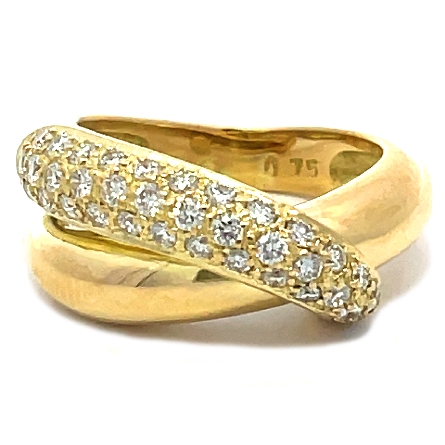 18K Yellow Gold Estate Pave Crossover Band w/39...