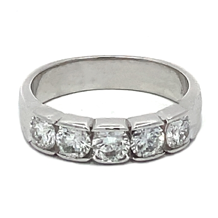 14K White Gold Estate Pinched Channel Band w/5D...