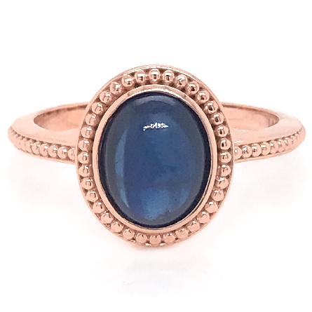 14K Rose Gold Estate Oval Halo Ring w/Cabochon Sapphire=2.88ct Size 7