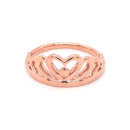 14K Rose Gold Estate Crown Heart Ring Size 7 1....