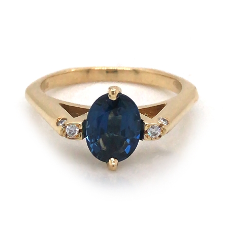 14K Yellow Gold Estate Oval Sapphire Ring w/Dia...
