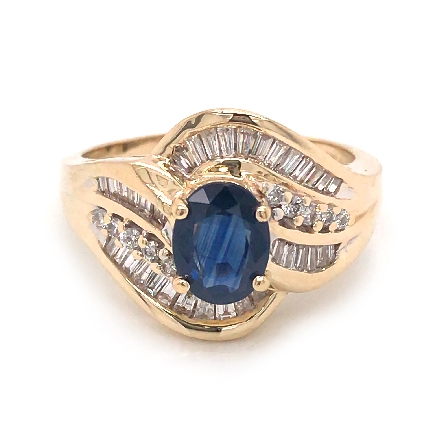 14K Yellow Gold Estate Sapphire Ring w/Diams=.3...