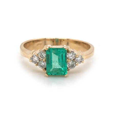 18K Yellow Gold Estate Emerald Ring w/Diams=.30...