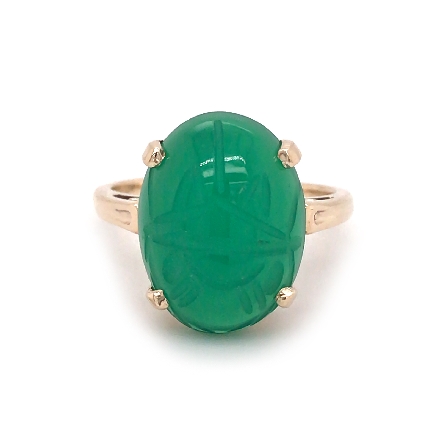 10K Yellow Gold Estate Dyed Green Chalcedony Sc...