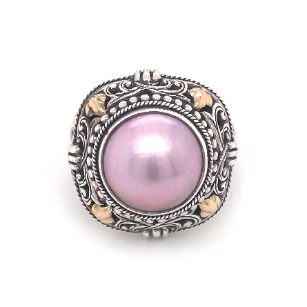 Sterling Silver and 18K Yellow Gold Estate Pink...