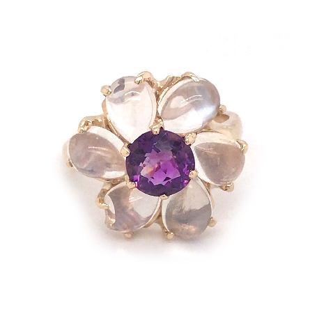 14K Yellow Gold Estate Amethyst and Moonstone F...