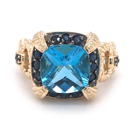 14K Yellow Gold Estate Blue Topaz and Sapphire ...