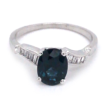 14K White Gold Estate Oval Sapphire Engagement ...