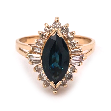 14K Yellow Gold Estate Marquise-Shaped Sapphire...