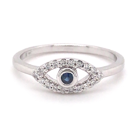14K White Gold Estate Sapphire Eye Ring w/18Dia...